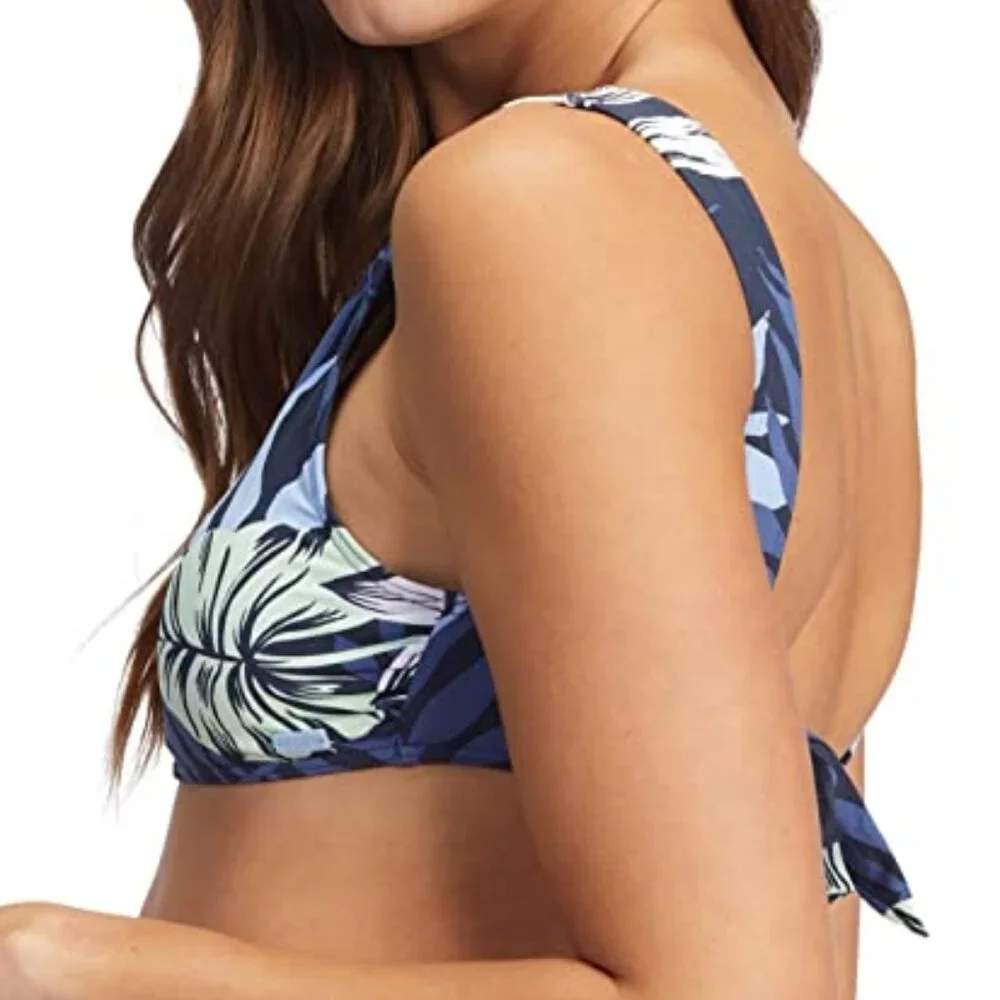Roxy Printed Beach Classics Bralette Swim Top Mood Indigo - Picture 8 of 9